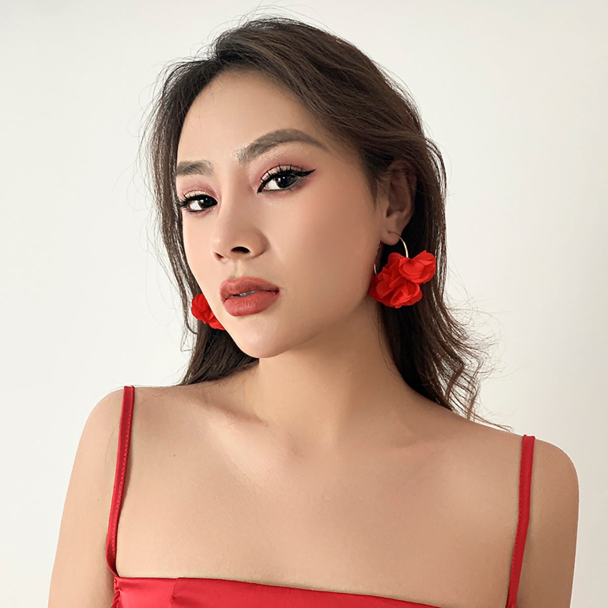 Rustic Floral Rose and Camellia Earrings with Colorful Tassel Embellishment in Metal with Plated Finish