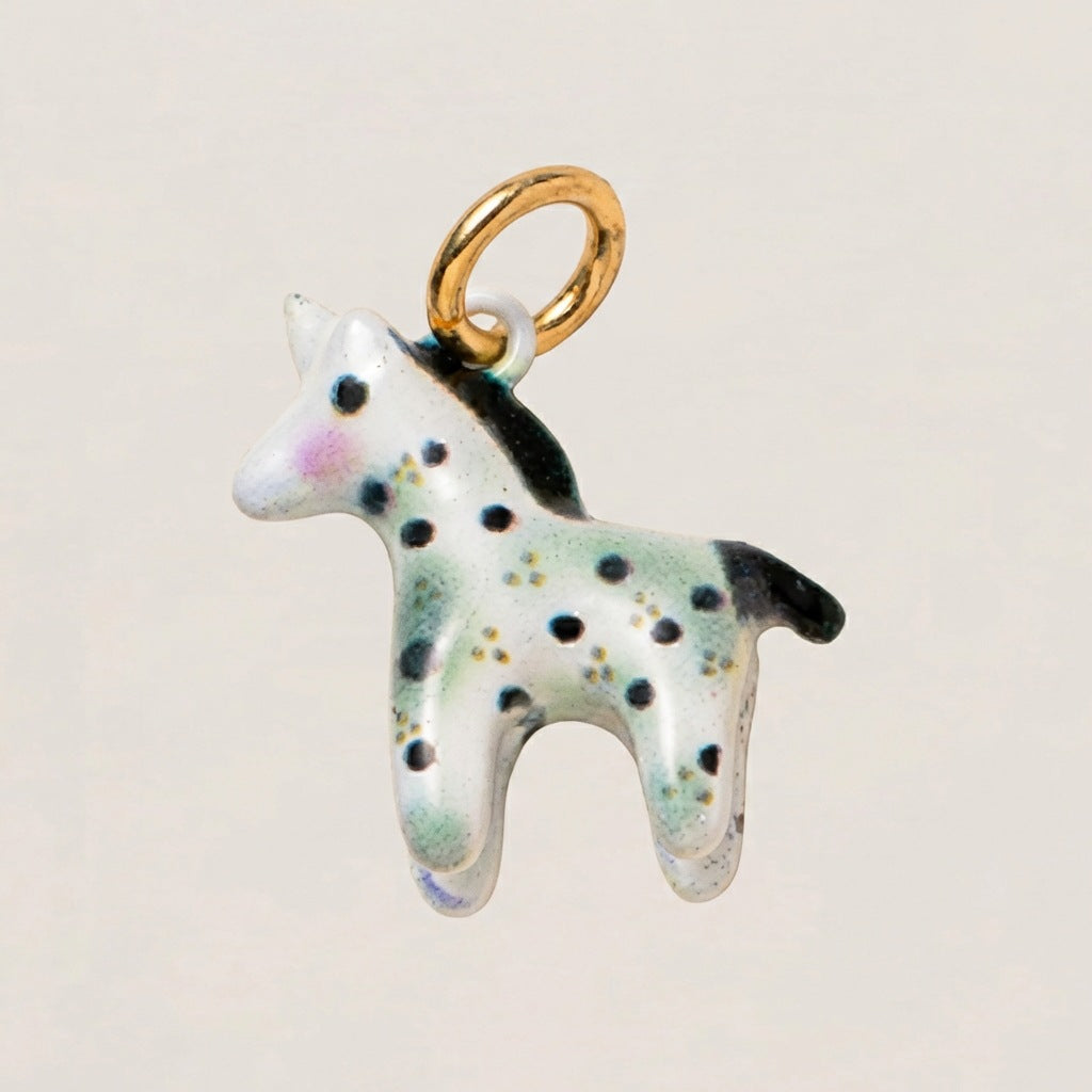 Vintage 18K Gold Plated Brass Animal Mushroom Drip Oil Charm Bar