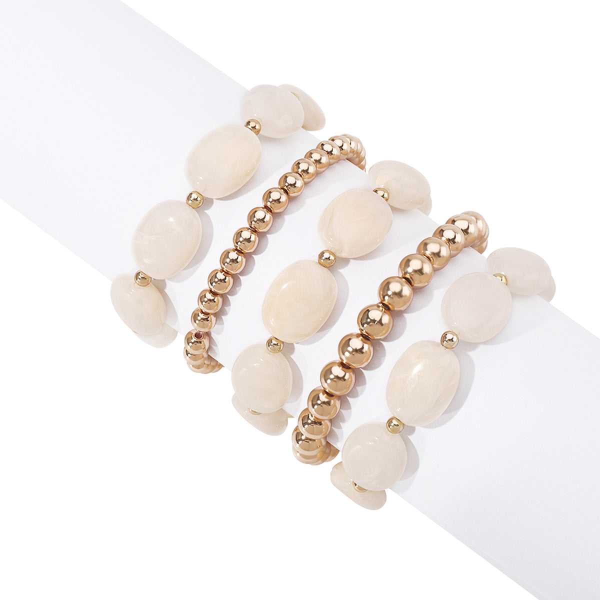 Pulsera Bohemia Geométrica de Cuentas con Piedras de Jade Artificial Brazalete Elástico Hecho a Mano para Mujer