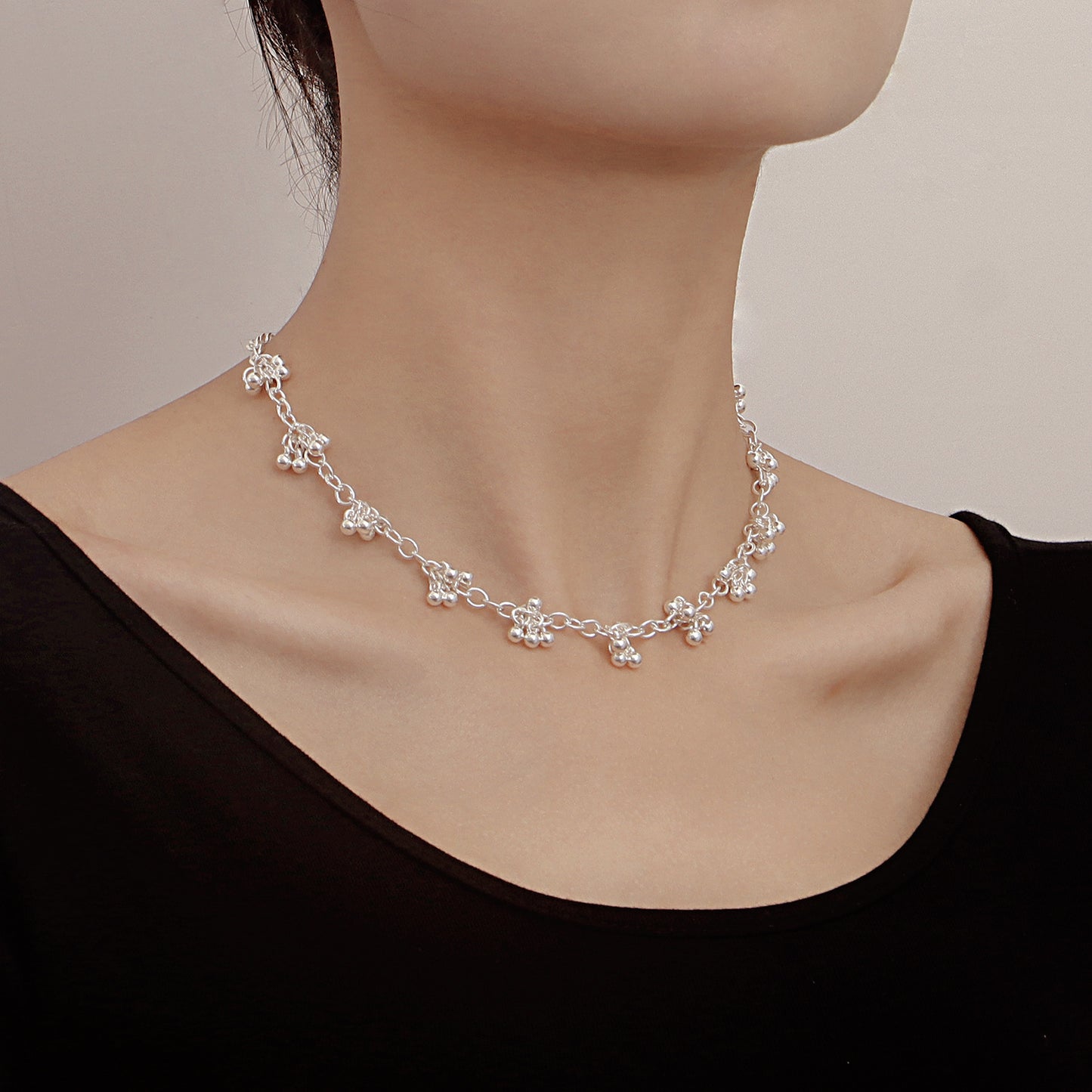 Minimalist Geometric Drop Pendant Necklace in Alloy with Silver Plating for Women