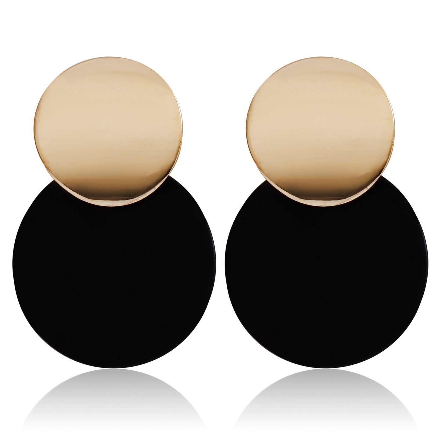 Geometric Minimalist Metal Stud Earrings with Enamel Finish for Women