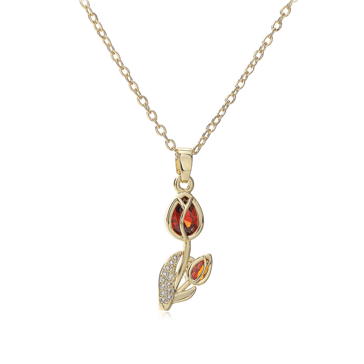 Elegant Minimalist Geometric Brass Rose Pendant Necklace for Women