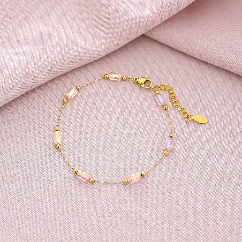 Bracciale alla moda unisex in acciaio al titanio placcato con motivo a petali floreali per abbigliamento casual estivo