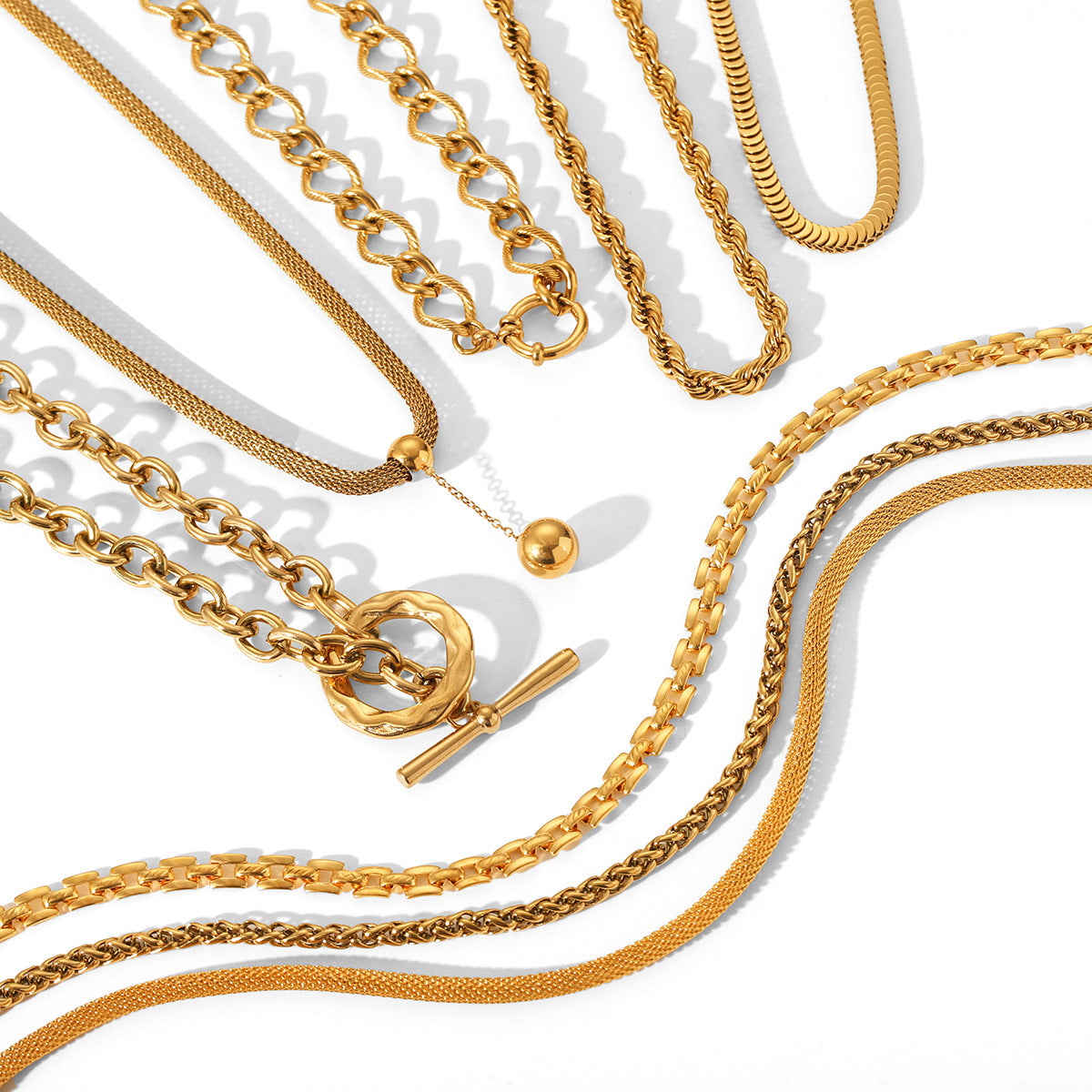 Collana Geometrica Placcata in Acciaio Inossidabile da Donna con Catena a Serpente, Gioielli Minimalisti per Ogni Giorno