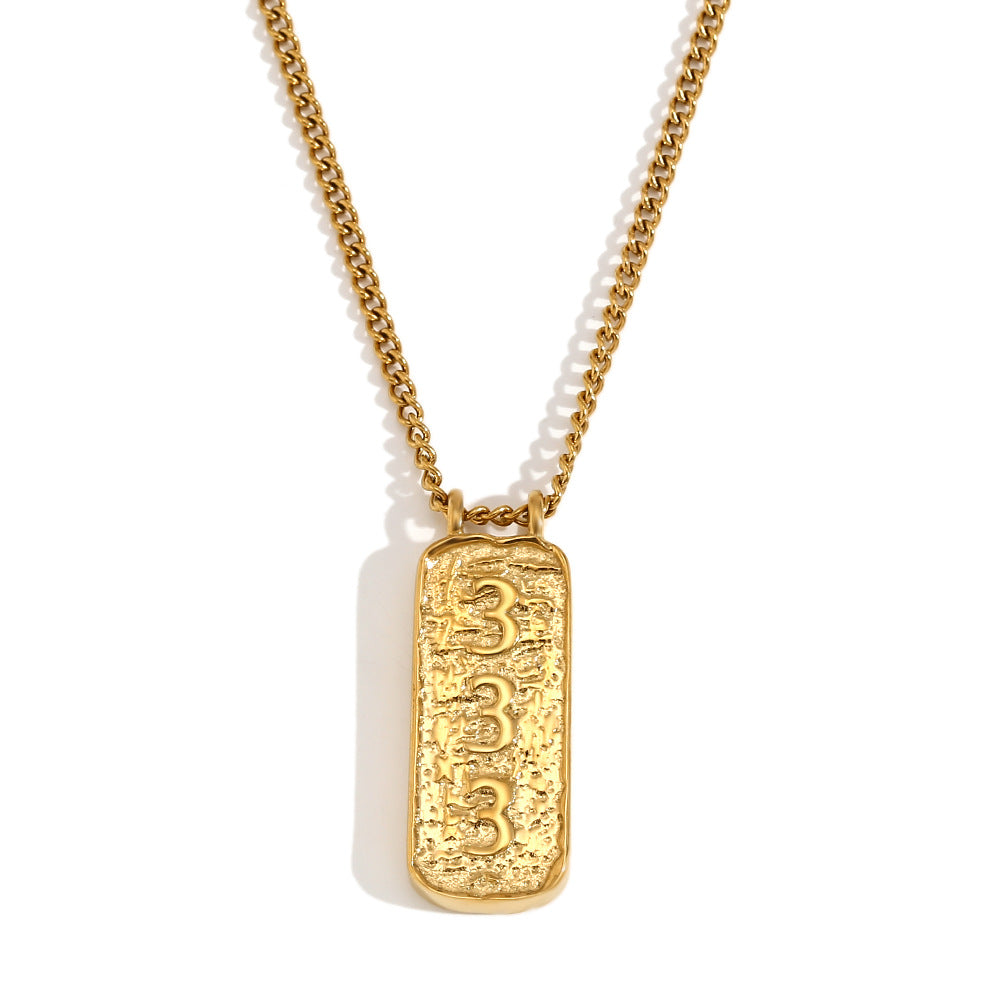 Collana con ciondolo a forma di numero minimalista ispirata al vintage, con tarocchi, da donna, in acciaio inossidabile placcato oro 18 carati