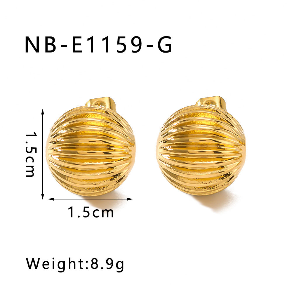 Orecchini a Cerchio Minimalisti Geometrici Semisferici in Acciaio Inossidabile con Placcatura Sottovuoto in Oro 18K da Donna