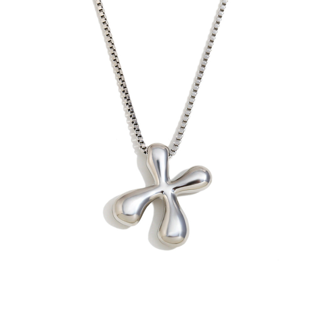 Minimalist Fashion Letter Necklace for Women Stainless Steel Pendant with 18K Gold Plating