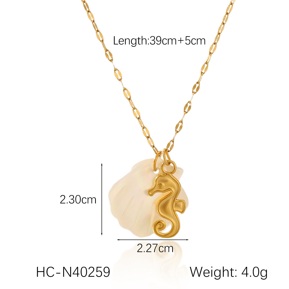 Collana da donna con ciondolo a stella marina, cavalluccio marino e conchiglia in acciaio inossidabile placcato oro 18 carati stile Ins