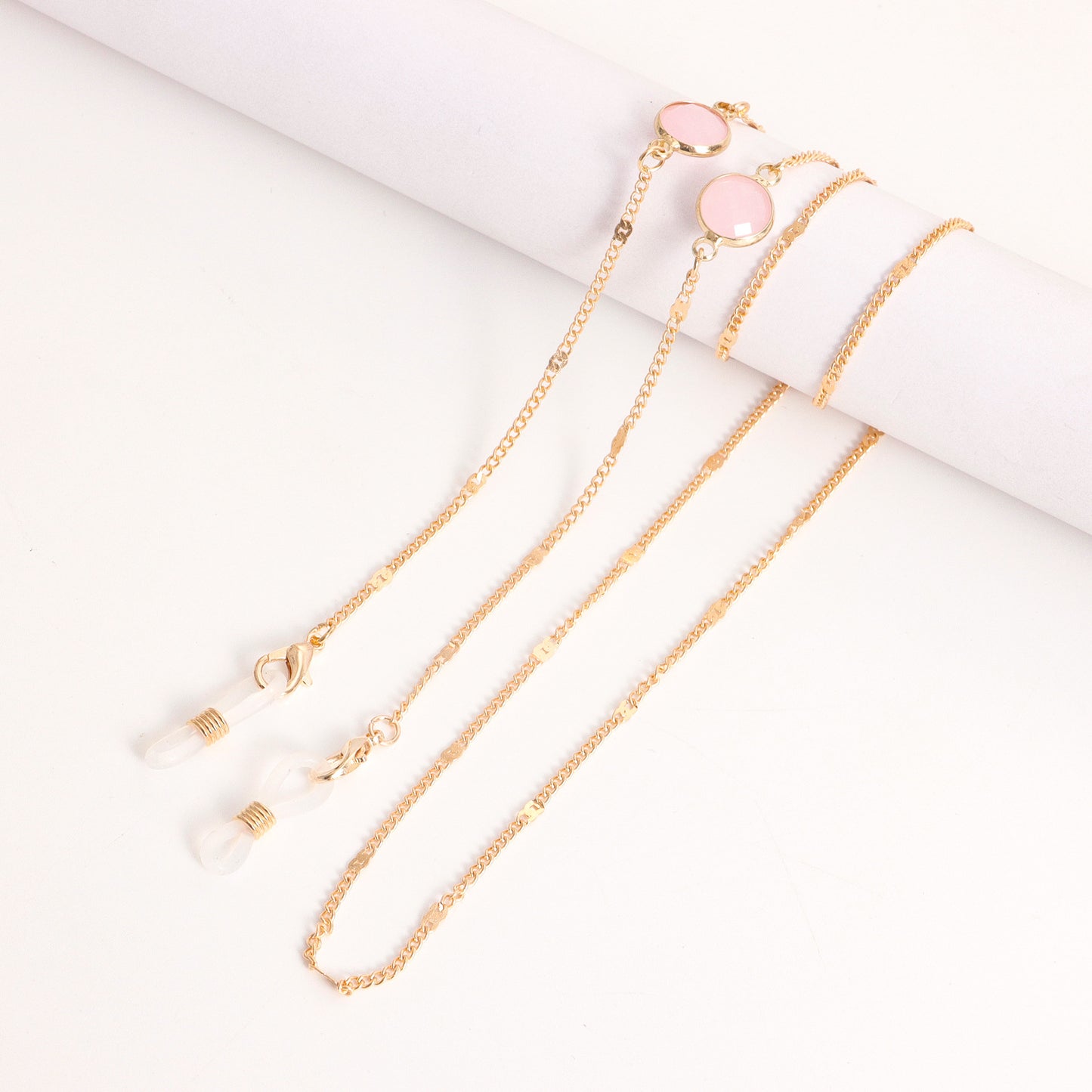 Colorful Imitation Pearl and Cubic Zirconia Inlaid Alloy Mask and Eyeglass Chain