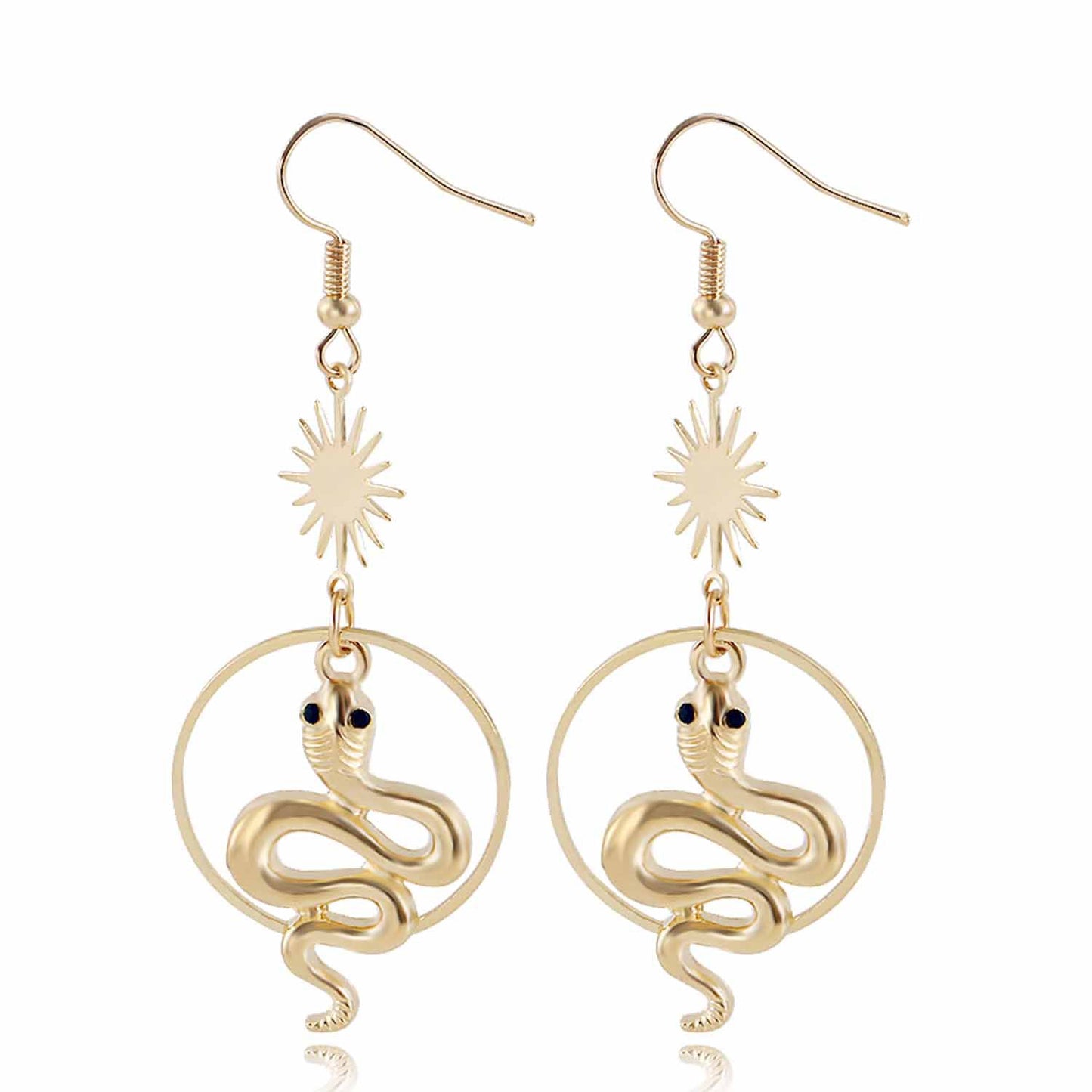 Geometric Statement Earrings in Gold-Plated Alloy with Creative Design and Trendy Tail-Coil Closure