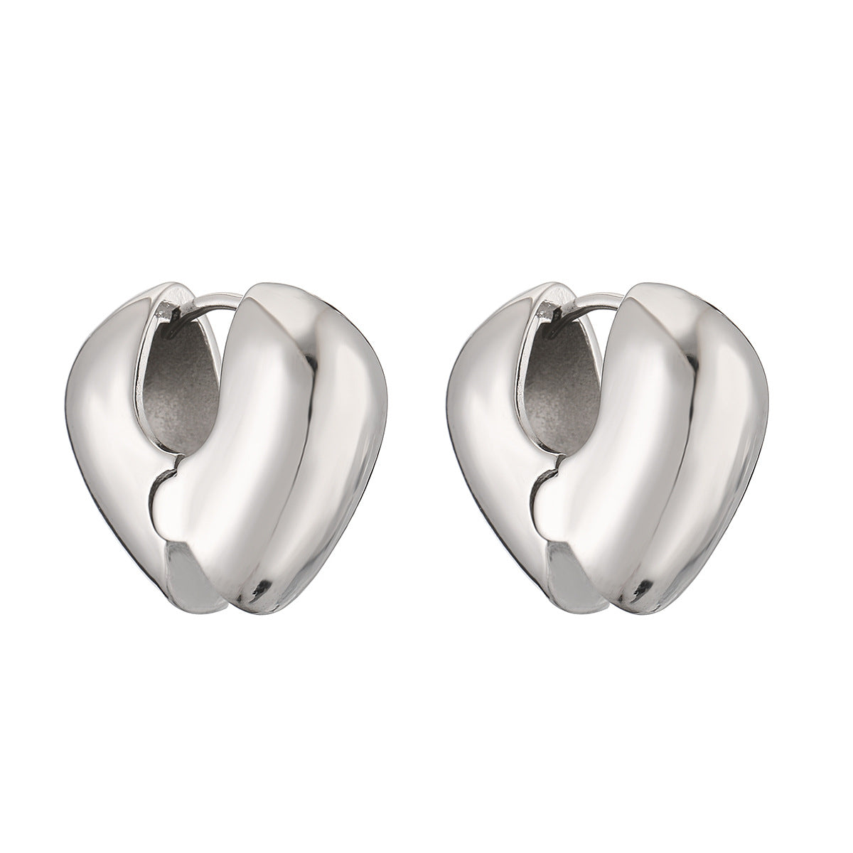 Orecchini da donna in rame placcato oro a forma di cuore, geometrici, minimalisti, con finitura liscia e lucida
