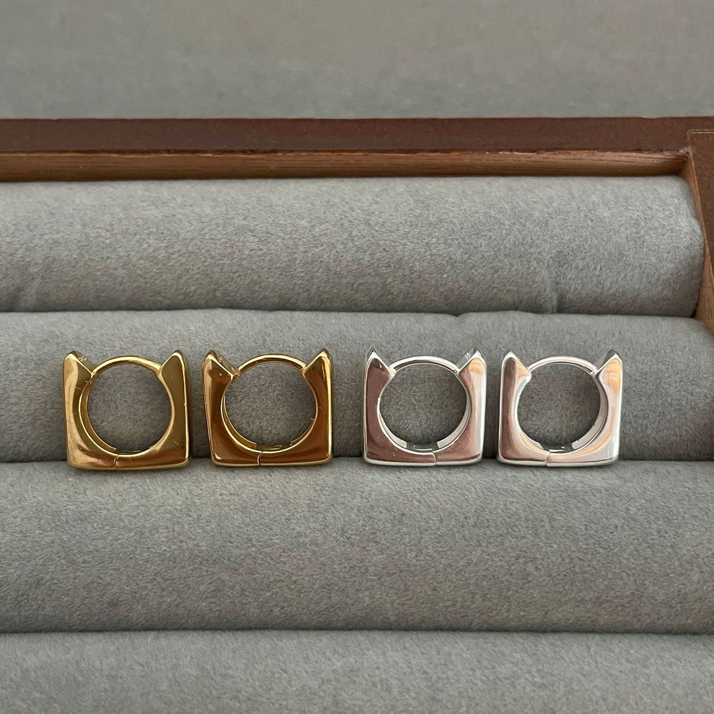 Minimalist Square Stud Earrings in 925 Sterling Silver with Pearl Inlay for Women