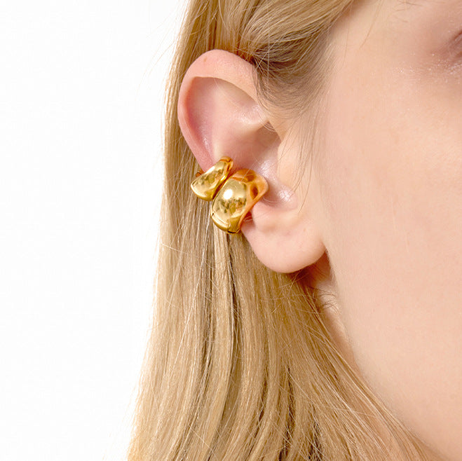 Orecchini a cerchio geometrici minimalisti in acciaio inossidabile da donna con finitura placcata, anallergici e resistenti allo sbiadimento, gioielli di lusso per l'orecchio