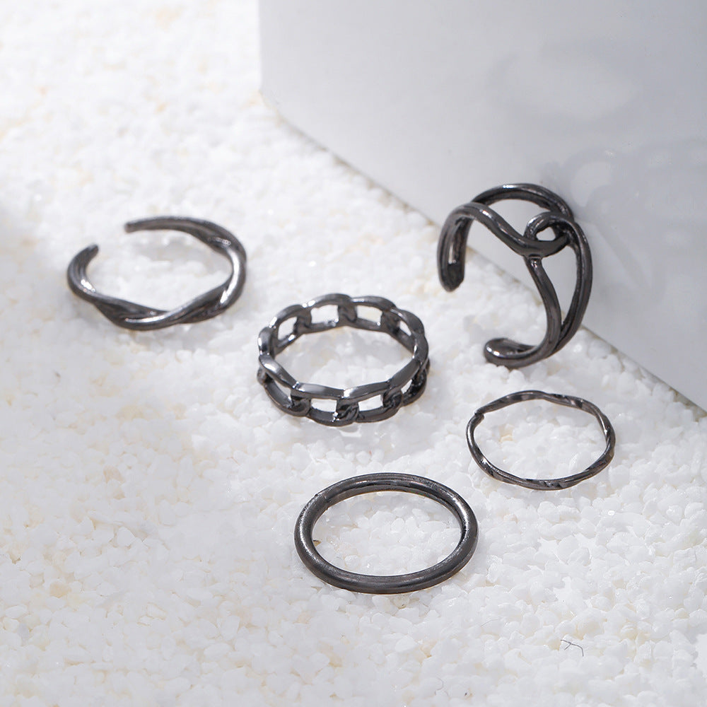Gothic Vintage Geometric Round Plated Alloy Ring for Women