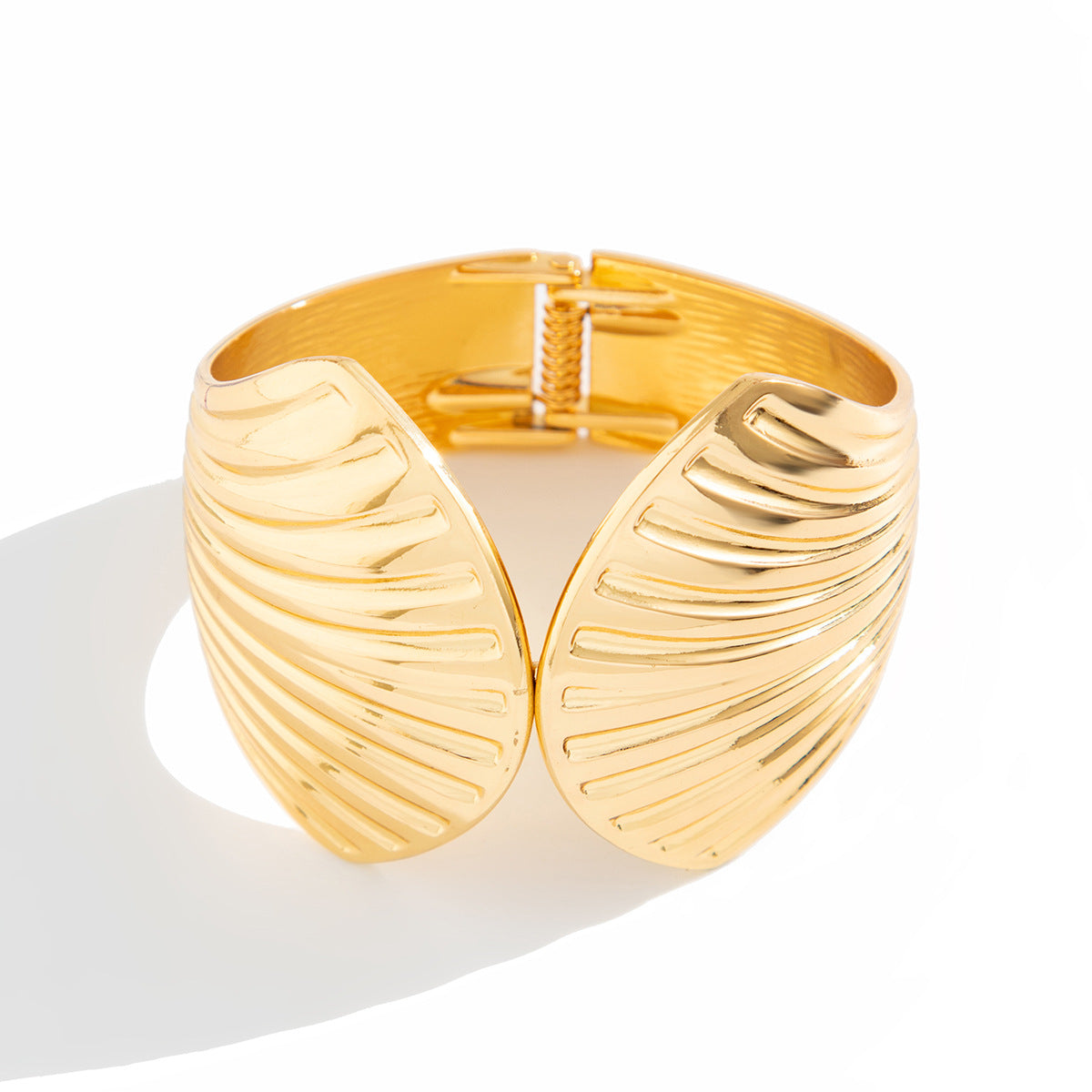 Personalized Alloy Plated Scallop Shell Wide Cuff Bracelet