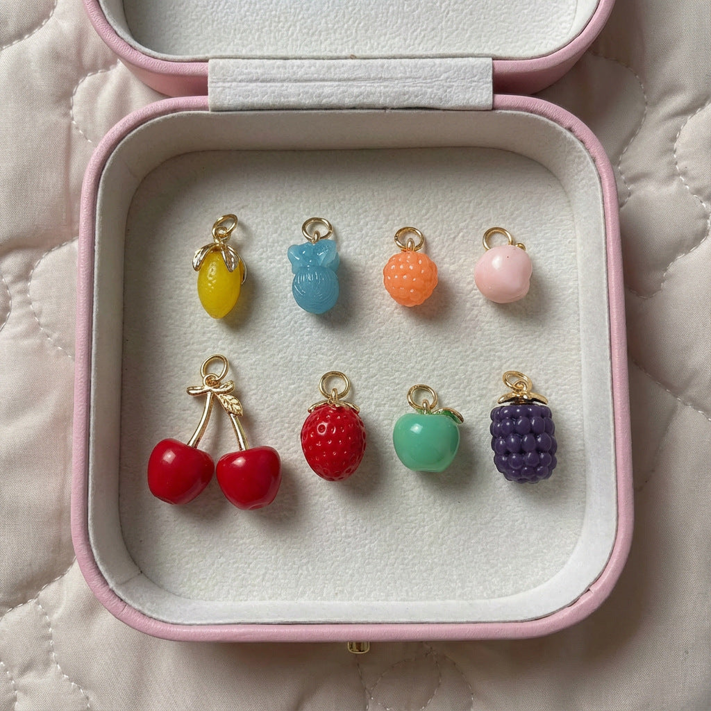 Sweet Fruit Charm Bar Titanium Steel Plated Necklace for Women