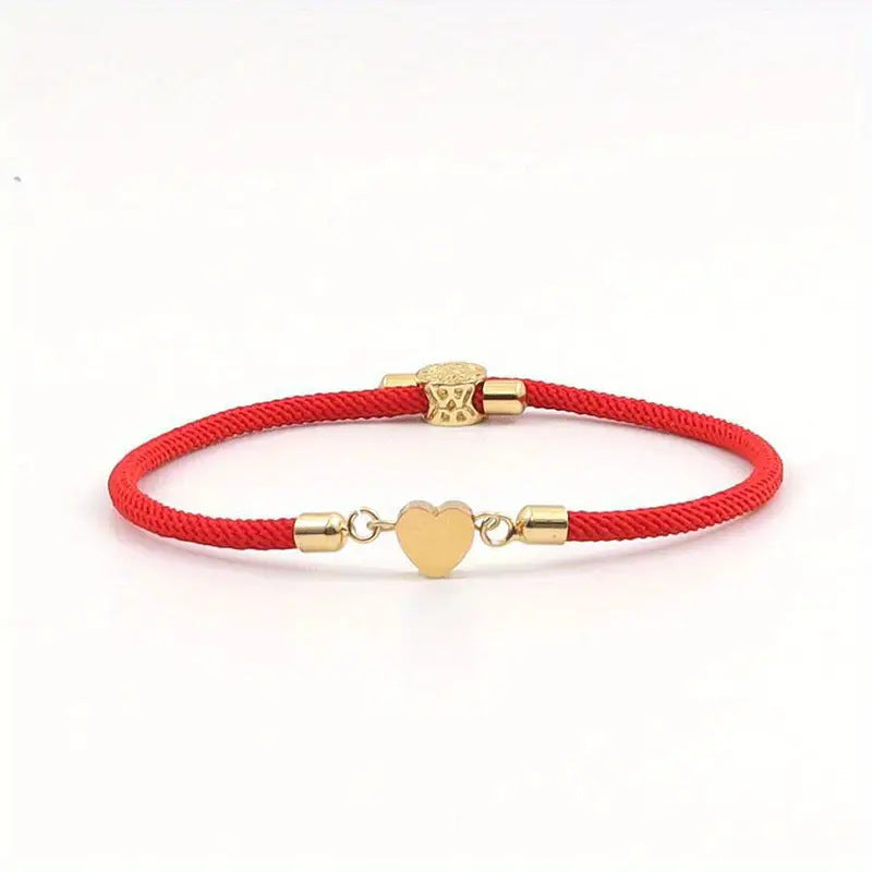 Pulsera de Latón Chapado en Oro con Cuentas en Forma de Corazón Unisex