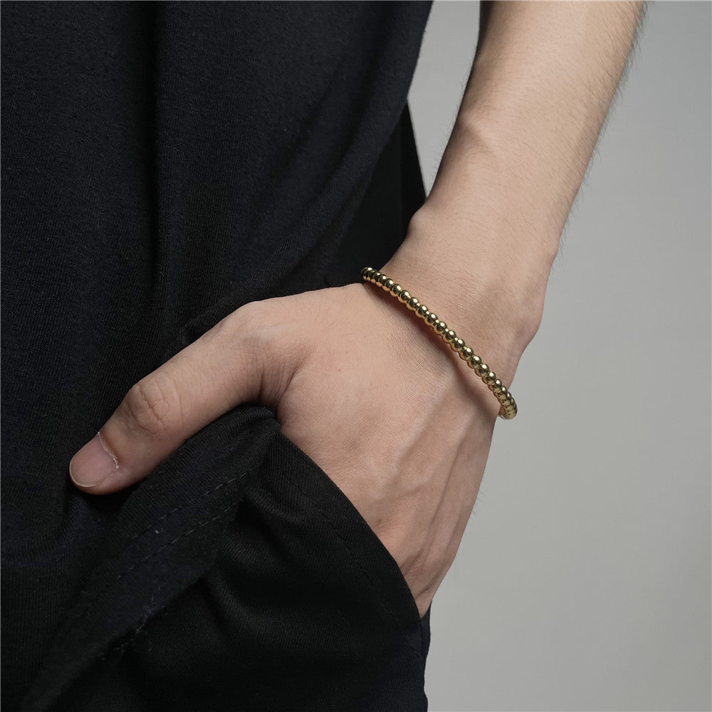 Minimalist Geometric Titanium Steel Bracelet with Gold Inlay for Women and Unisex Fashionable Office Wear