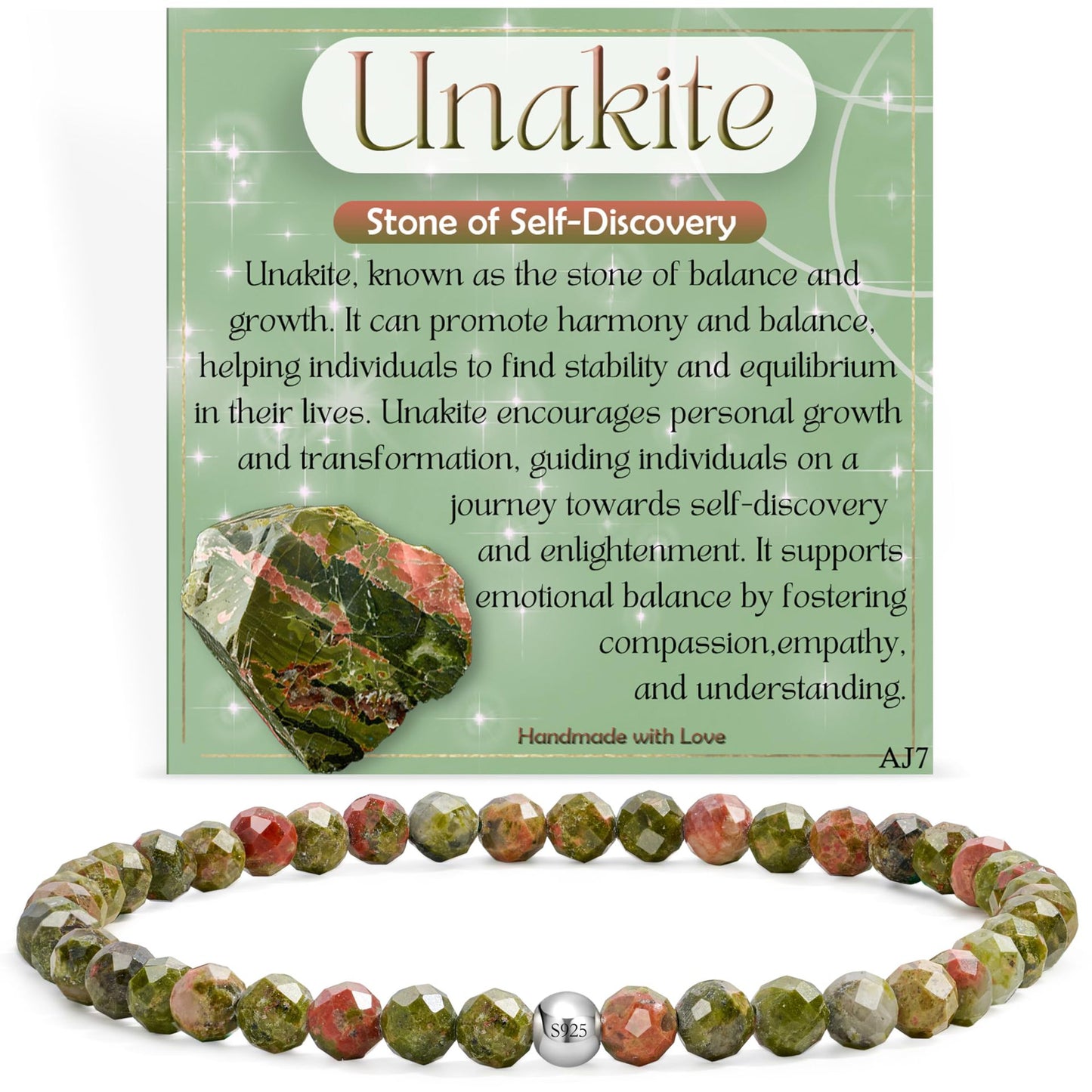Natural Stone Crystal Beaded Bracelet Geometric Texture Unisex Handmade Jewelry