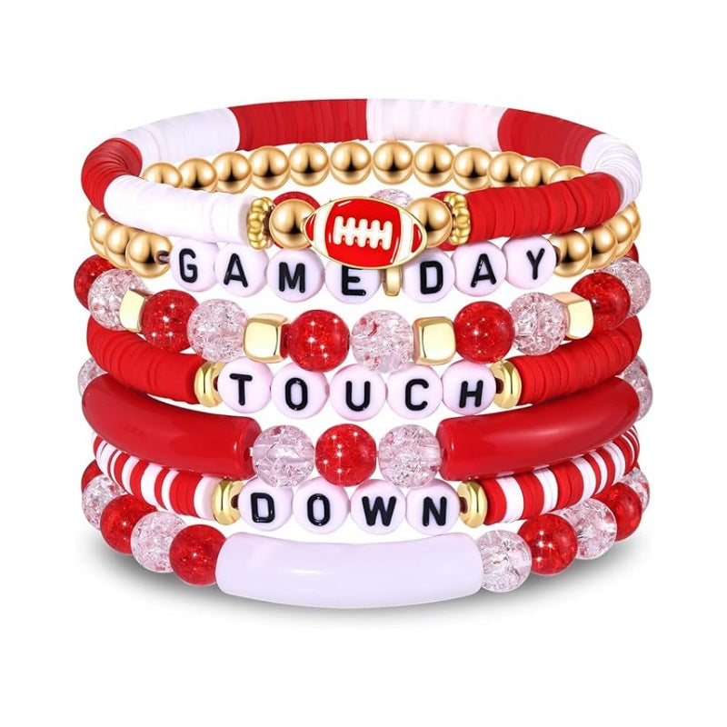 Sporty Casual Letter Number Resin Beaded Stretch Stackable Bracelet Unisex
