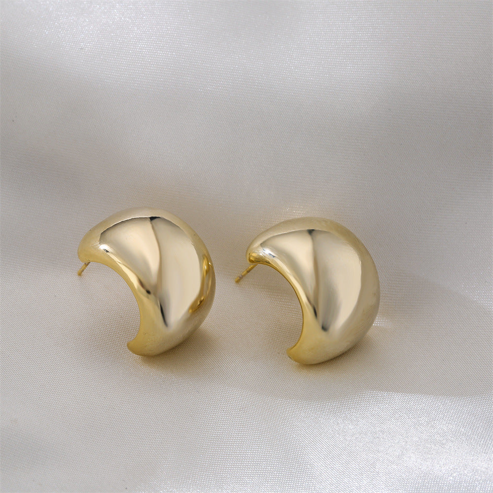 Geometric Earrings for Women with Copper Base and 14K Gold Plating, Hypoallergenic 925 Sterling Silver Posts, Irregular Shape, Retro Fashion Style