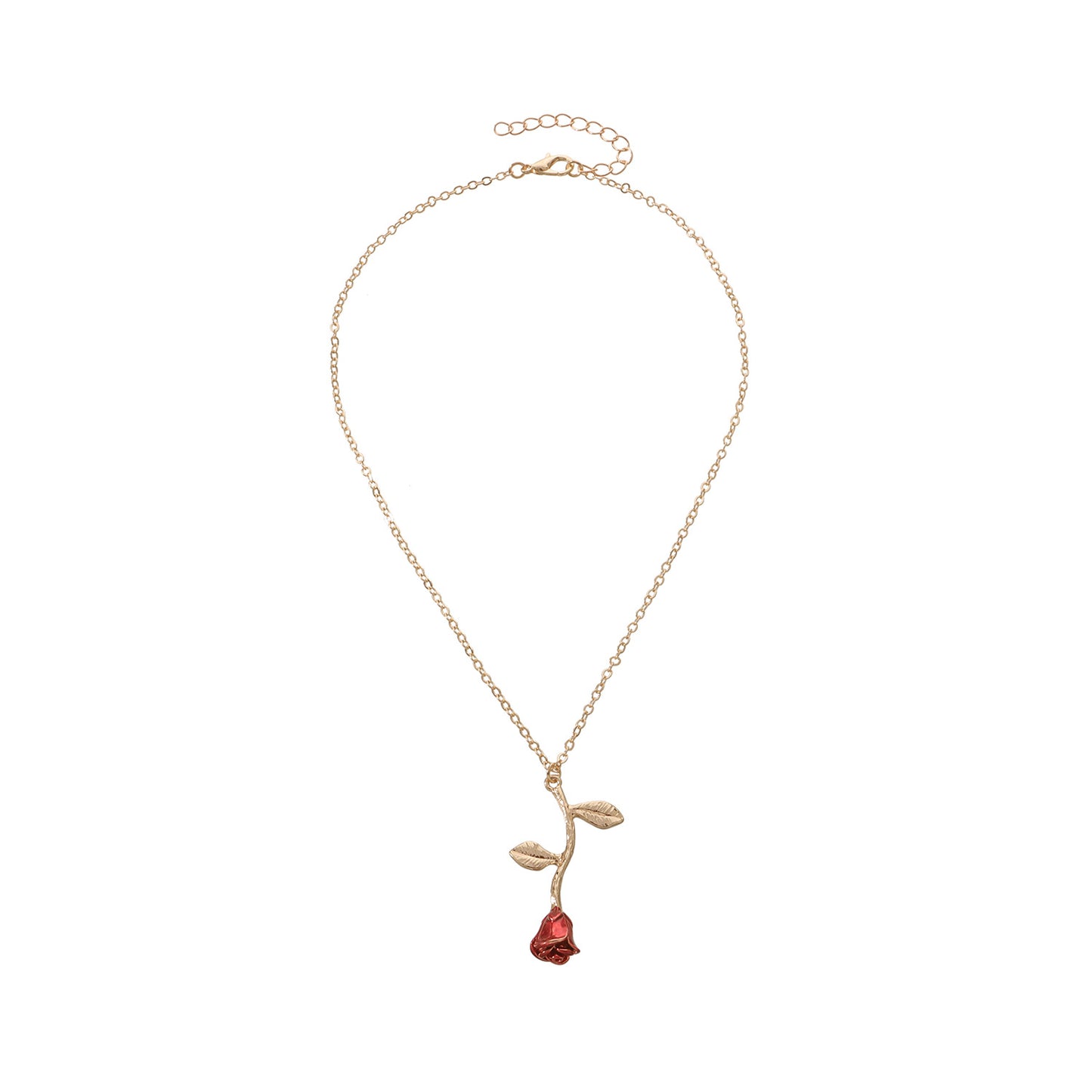 Natural Floral Rose Pendant Necklace for Women Alloy Chain with Plating Finish