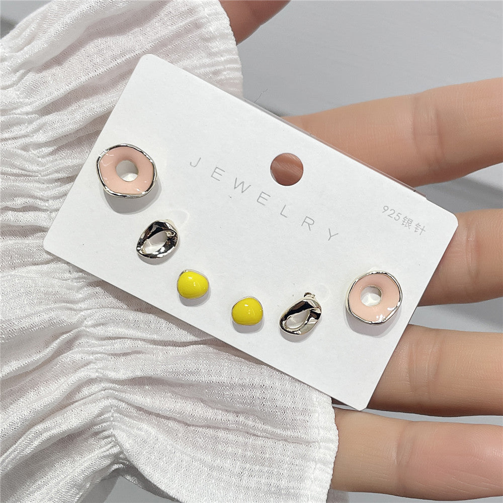 Minimalist Sweet Cartoon Heart 925 Sterling Silver Ceramic Plated Earrings