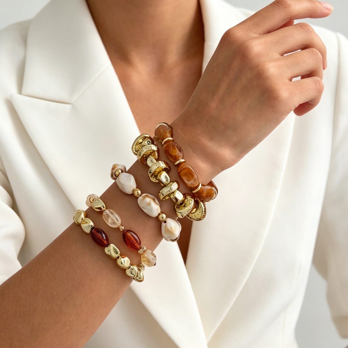 Geometric Gradient Resin Beaded Bracelet for Women