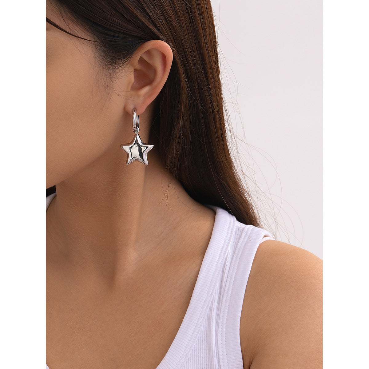 Minimalist 18K Gold Plated Star Stainless Steel Snake Chain Necklace for Women