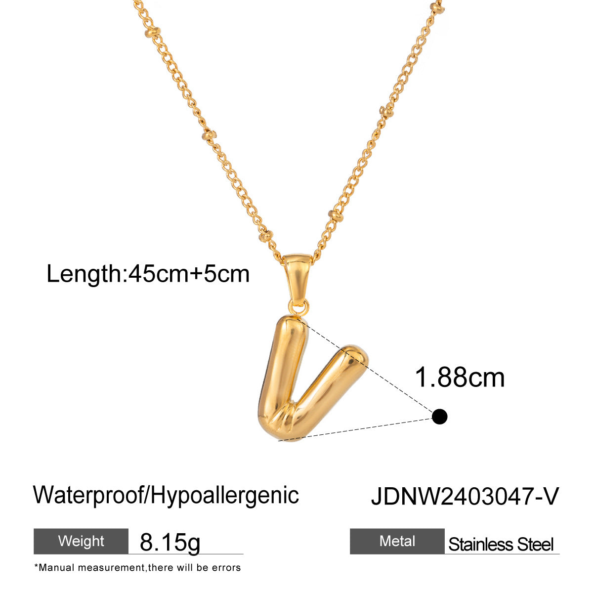 Minimalist Stainless Steel Letter Pendant Necklace Plated Titanium Steel Chain for Women