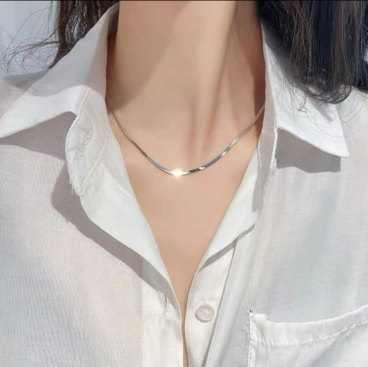 Collana a catena a O in acciaio al titanio minimalista da donna Collana sottile per clavicola senza ciondolo Gioielli in acciaio inossidabile ipoallergenici