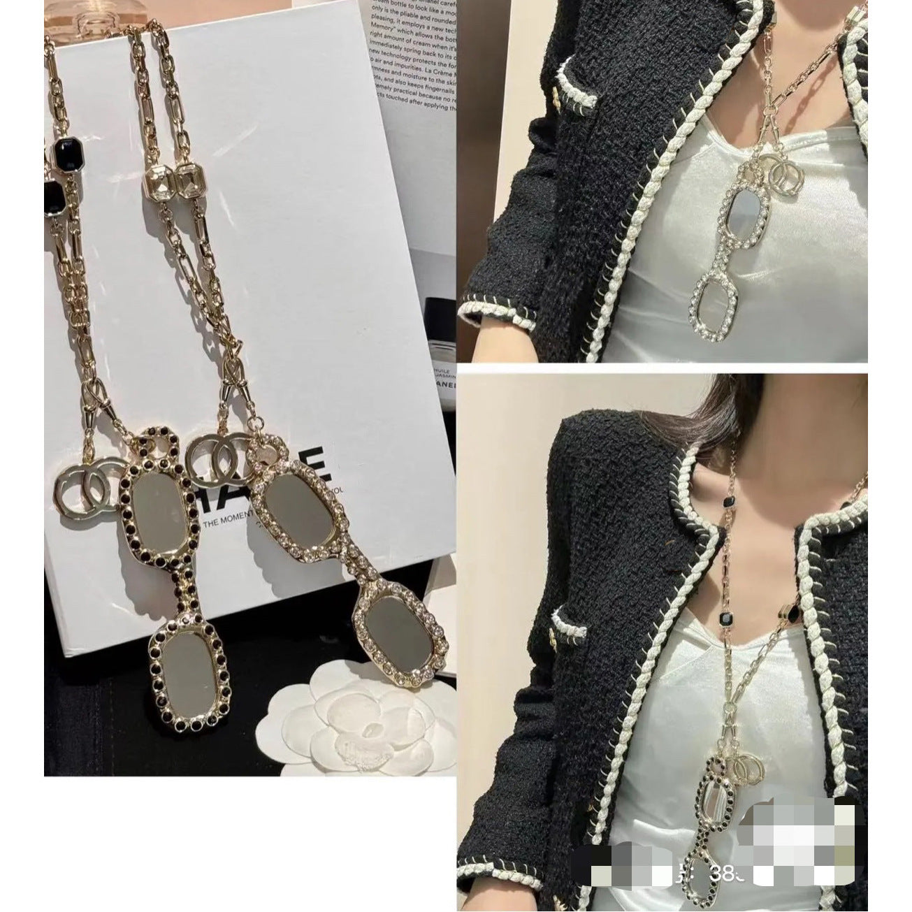 Collana con ciondolo a forma di lettera in ottone placcato oro di lusso con cristalli per donna