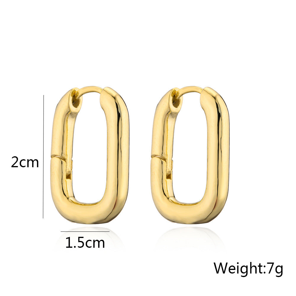 Orecchini Minimalisti Geometrici Vintage in Ottone con Placcatura in Oro 14K e Perni in Argento Sterling 925