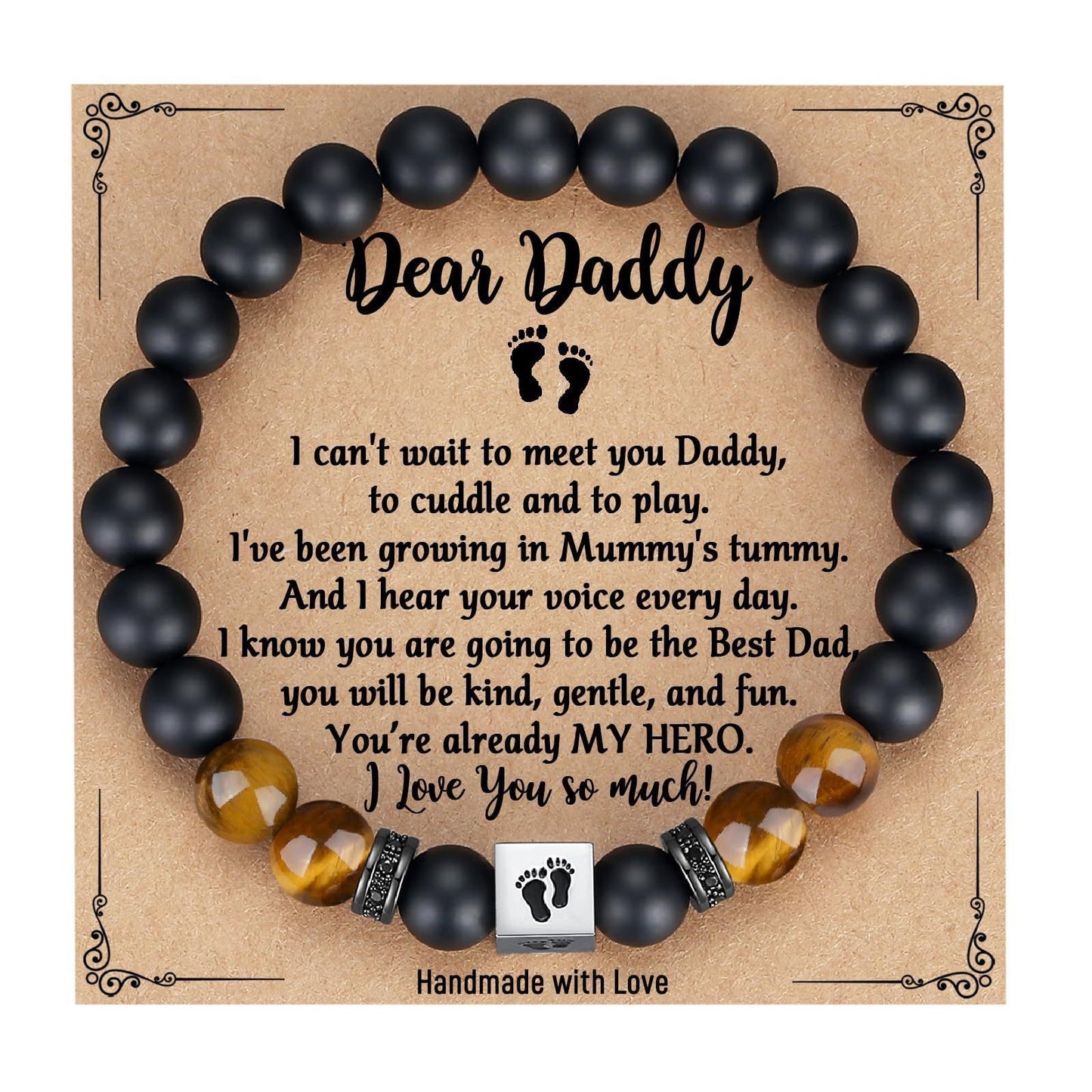 Minimalist Matte Square Tiger's Eye Elastic Bracelet for Men
