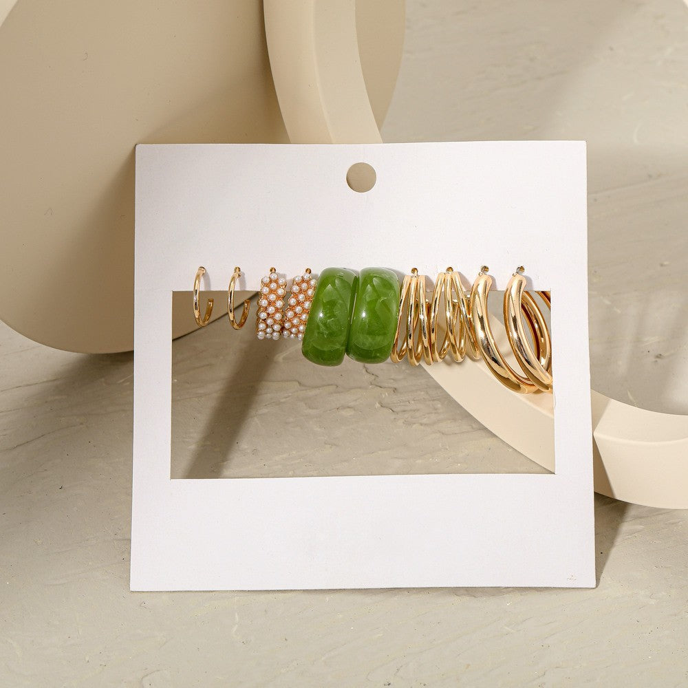 Fashion Geometric Round Gold Plated Zinc Alloy C-Shape Hoop Earrings with 925 Sterling Silver Posts