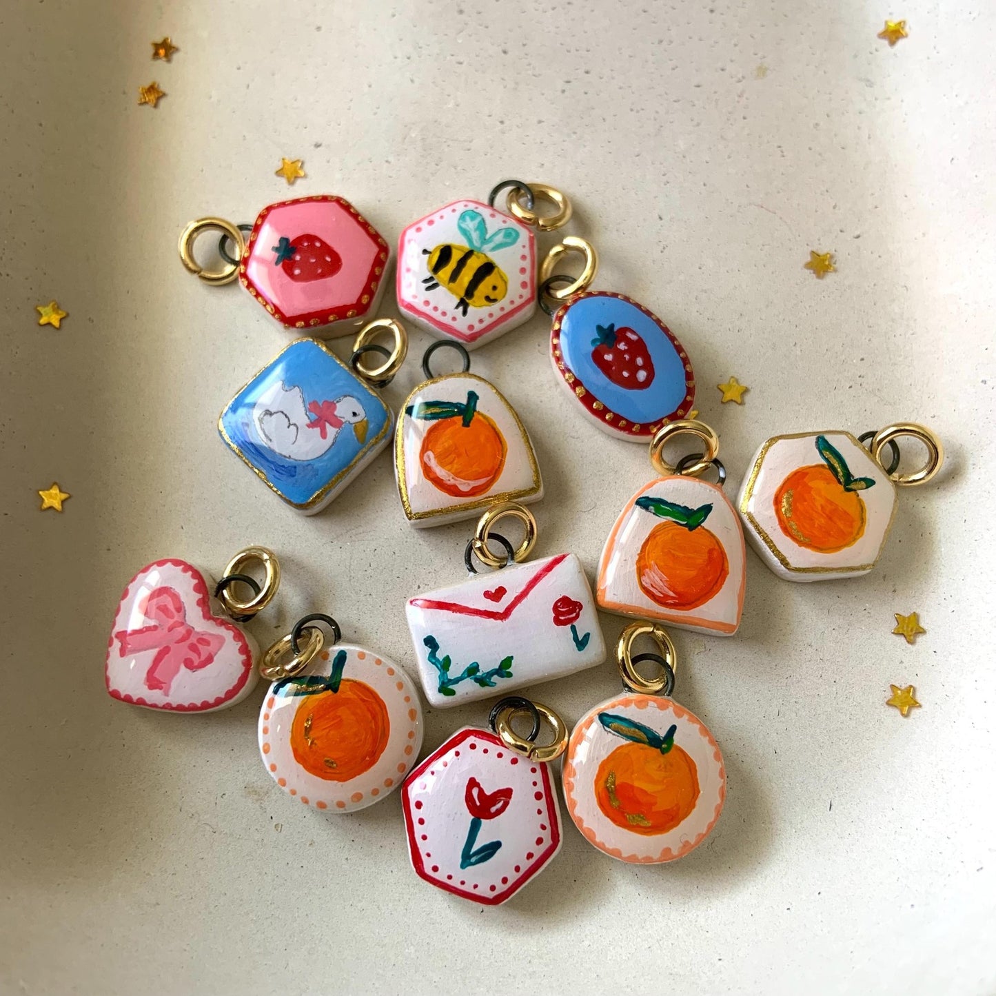 Elegant Casual Colorful Painted Geometric Butterfly Bow Floral Brass Necklace with Plated Finish