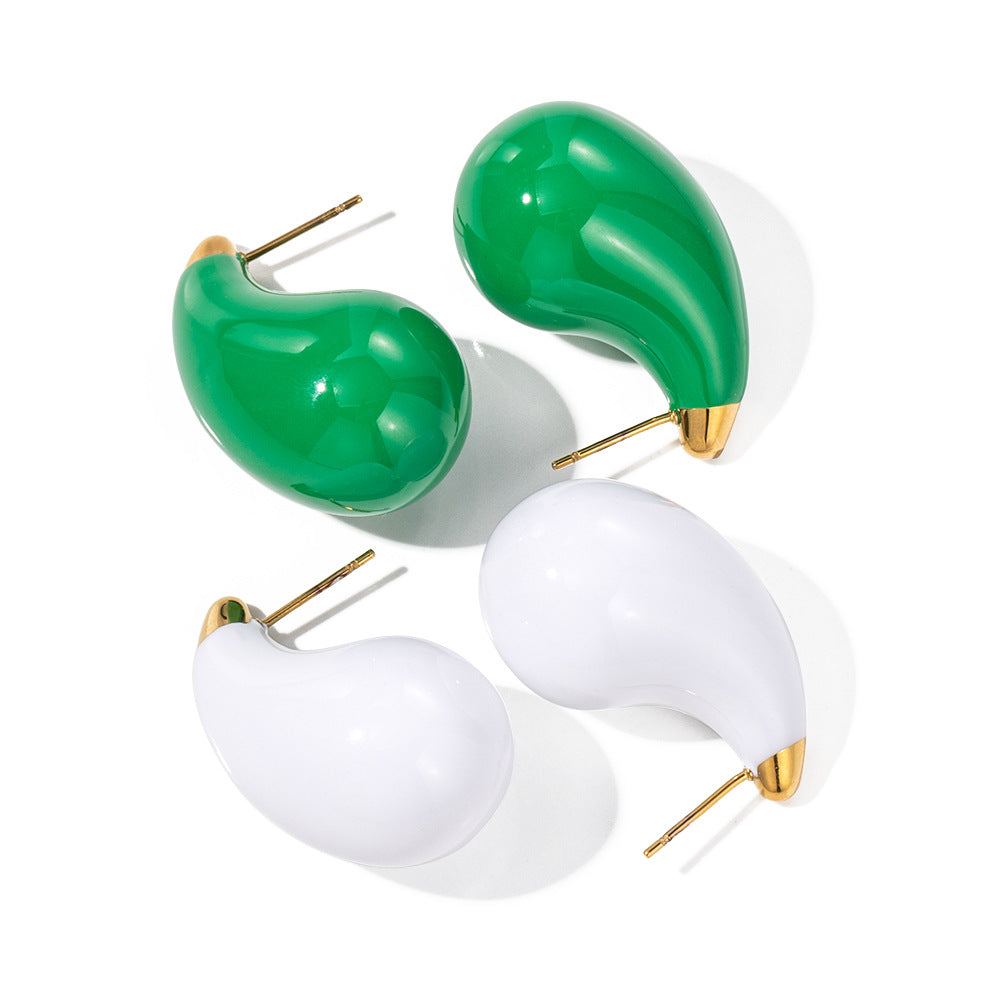 Orecchini minimalisti geometrici in acciaio inossidabile placcati oro 18 carati, con accento a goccia, orecchini statement alla moda da donna