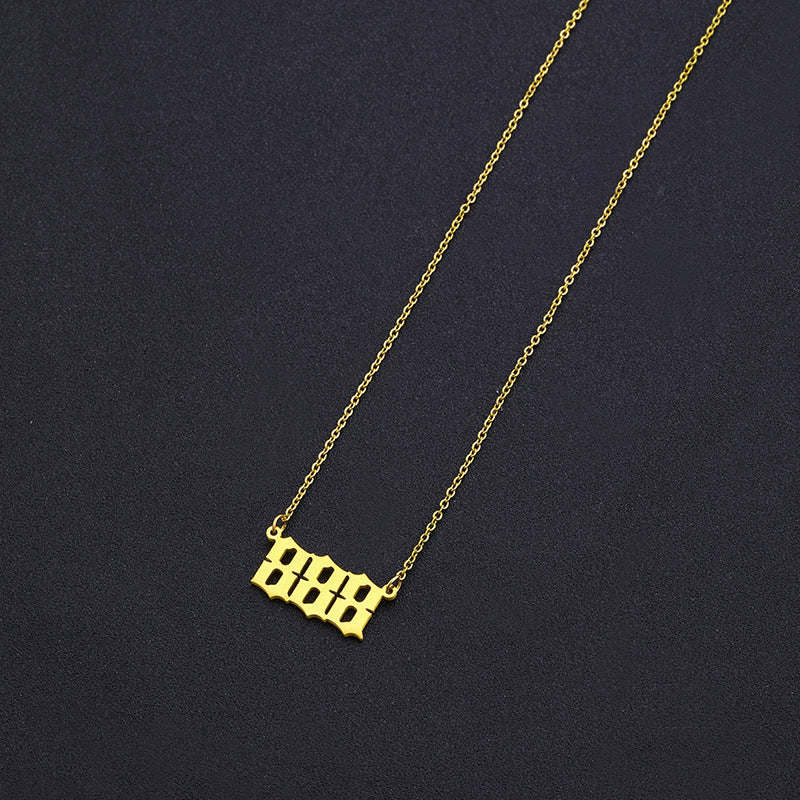 Collana con Ciondolo Numero Fortunato alla Moda per Donna in Acciaio Inossidabile e Acciaio al Titanio con Finitura Placcata Stile Catena Snake Design Numerico Minimalista