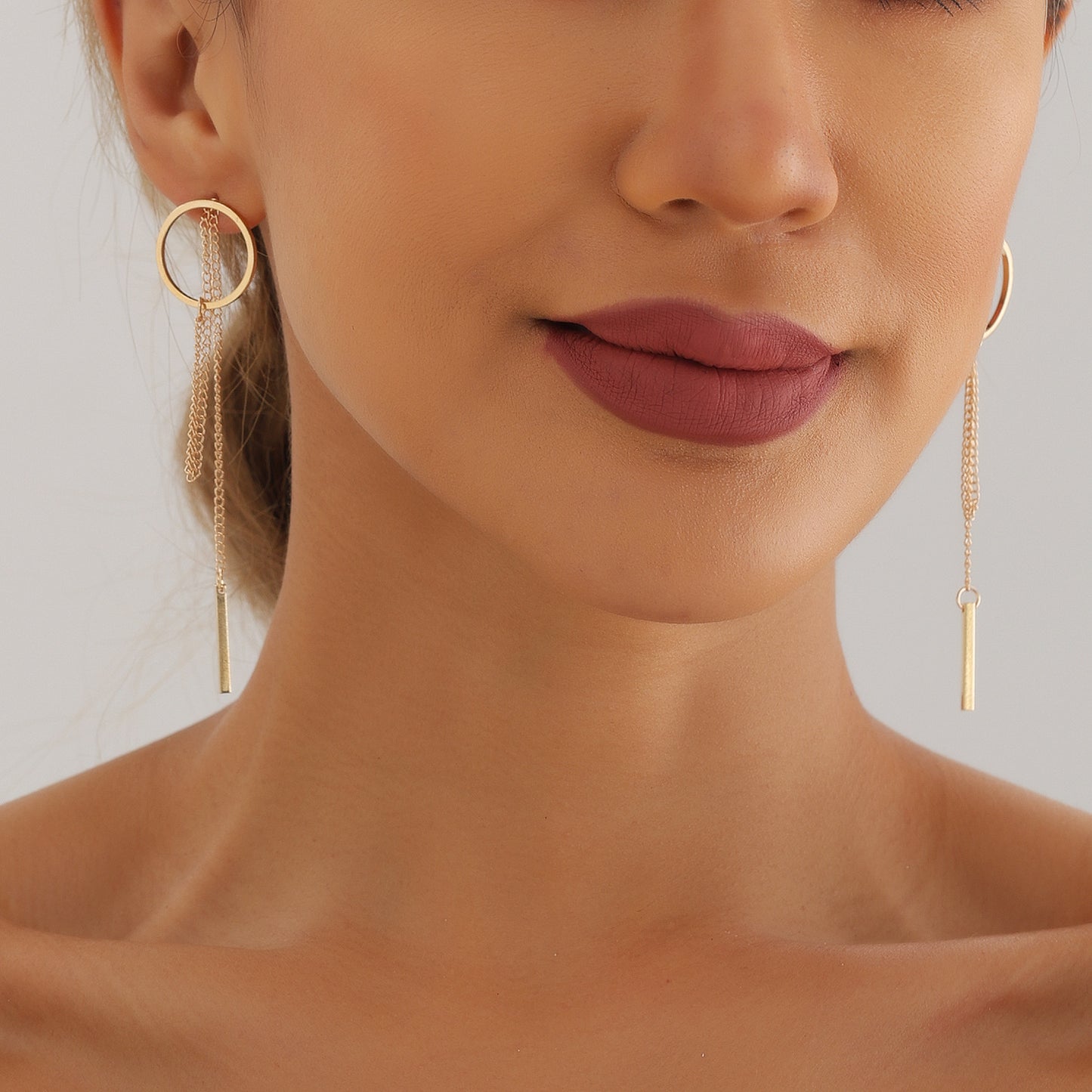 Geometric Hollow Round Long Tassel Earrings for Women with Plated Metal Finish Fashion Minimalist Statement Earrings