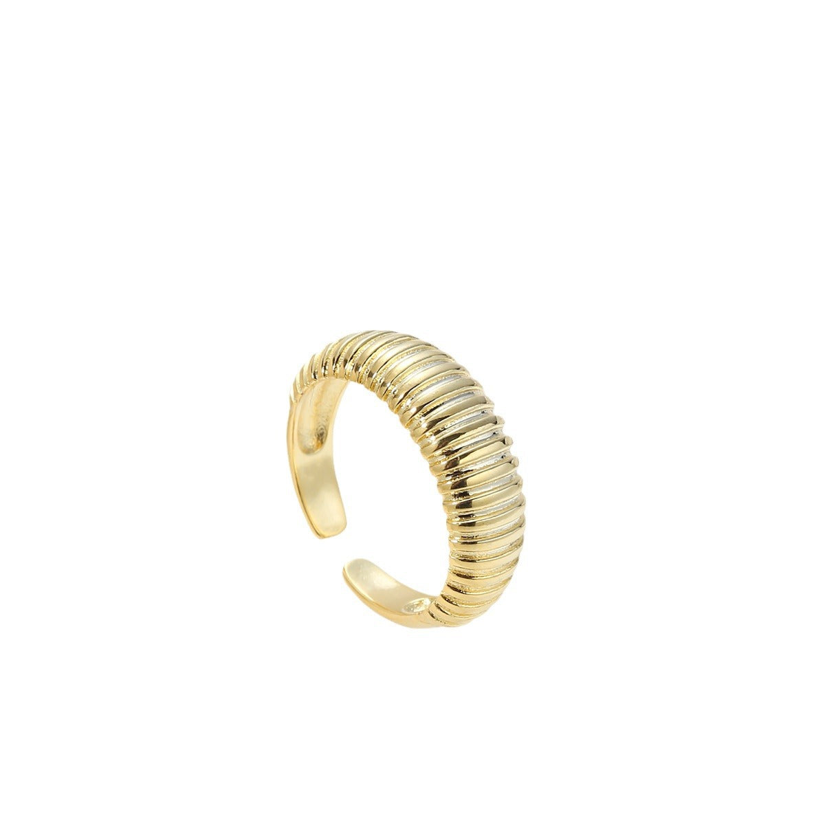 Anillo de Aleación Minimalista en Forma de Ola con Acabado Chapado y Banda Abierta Ajustable para Mujer