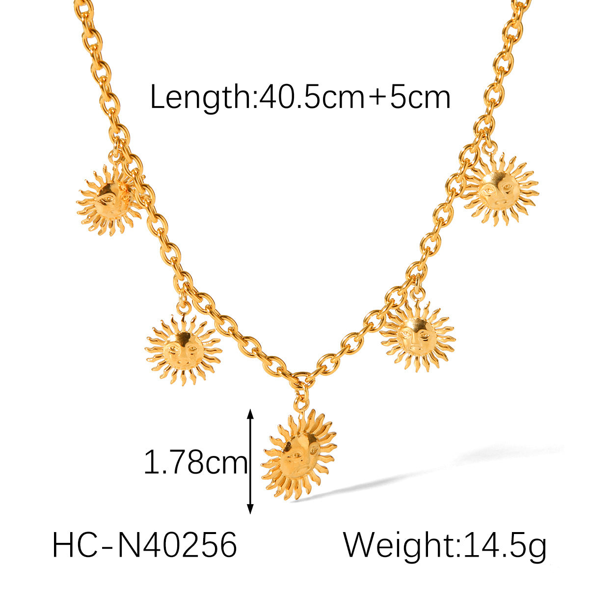Minimalist Sunflower Pendant Necklace for Women in Titanium Steel with Plated Finish on O-Chain