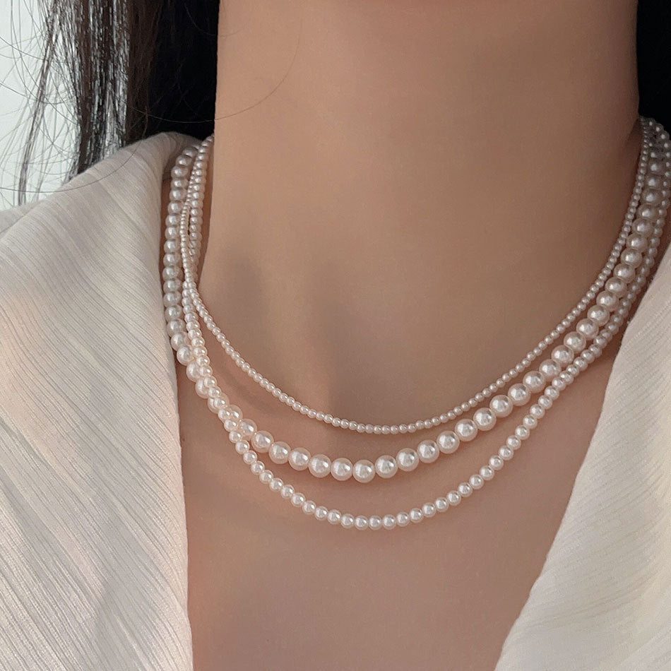 Sweet 925 Sterling Silver Round Braided Ball Chain Necklace with Crystal and Pearl