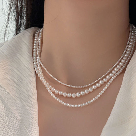 Sweet 925 Sterling Silver Round Braided Ball Chain Necklace with Crystal and Pearl