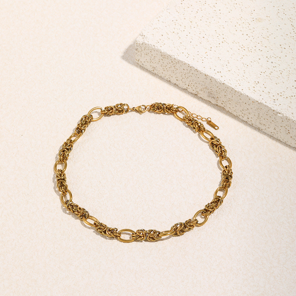 Vintage Casual Geometric Stainless Steel Gold Plated Necklace for Women