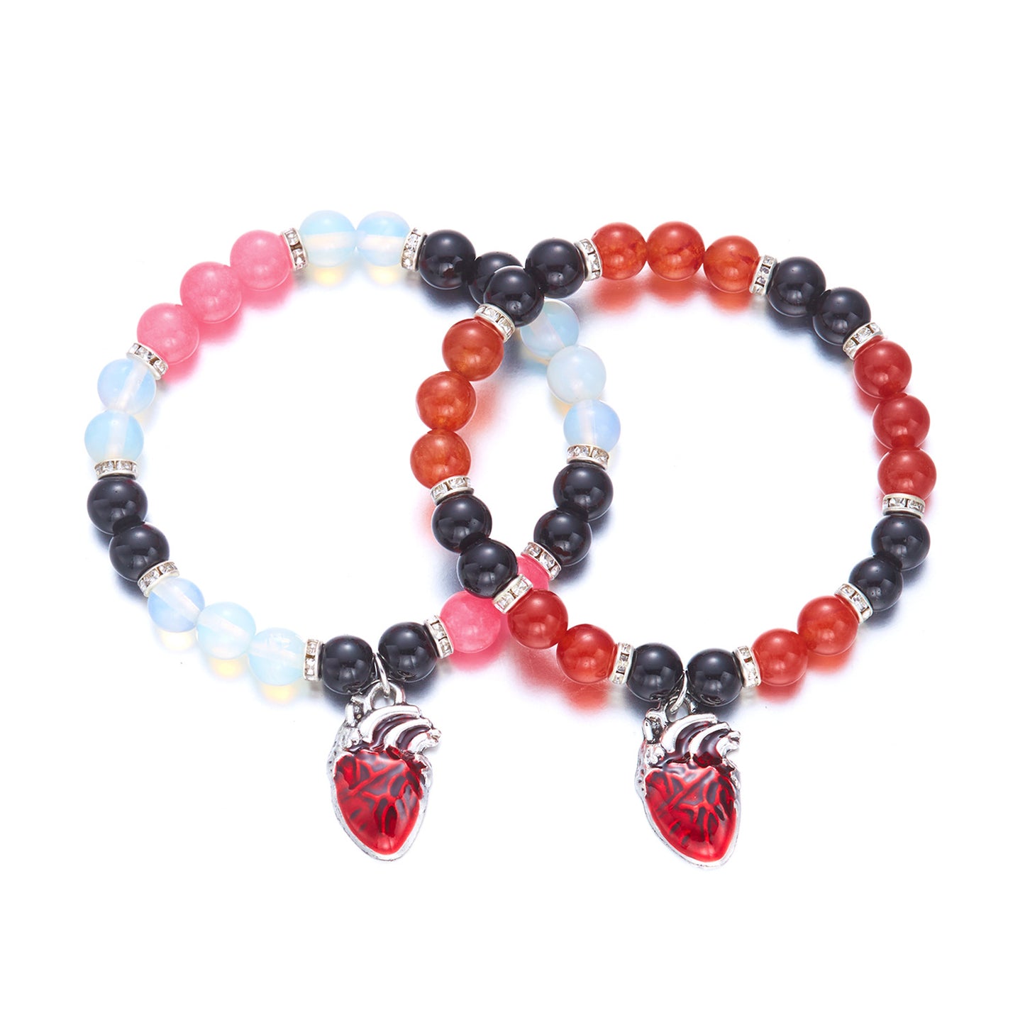 Pulsera con colgante de fantasma y calabaza temática de Halloween con dije de corazón, diseño geométrico, joyería de cristal hecha a mano para mujeres y hombres