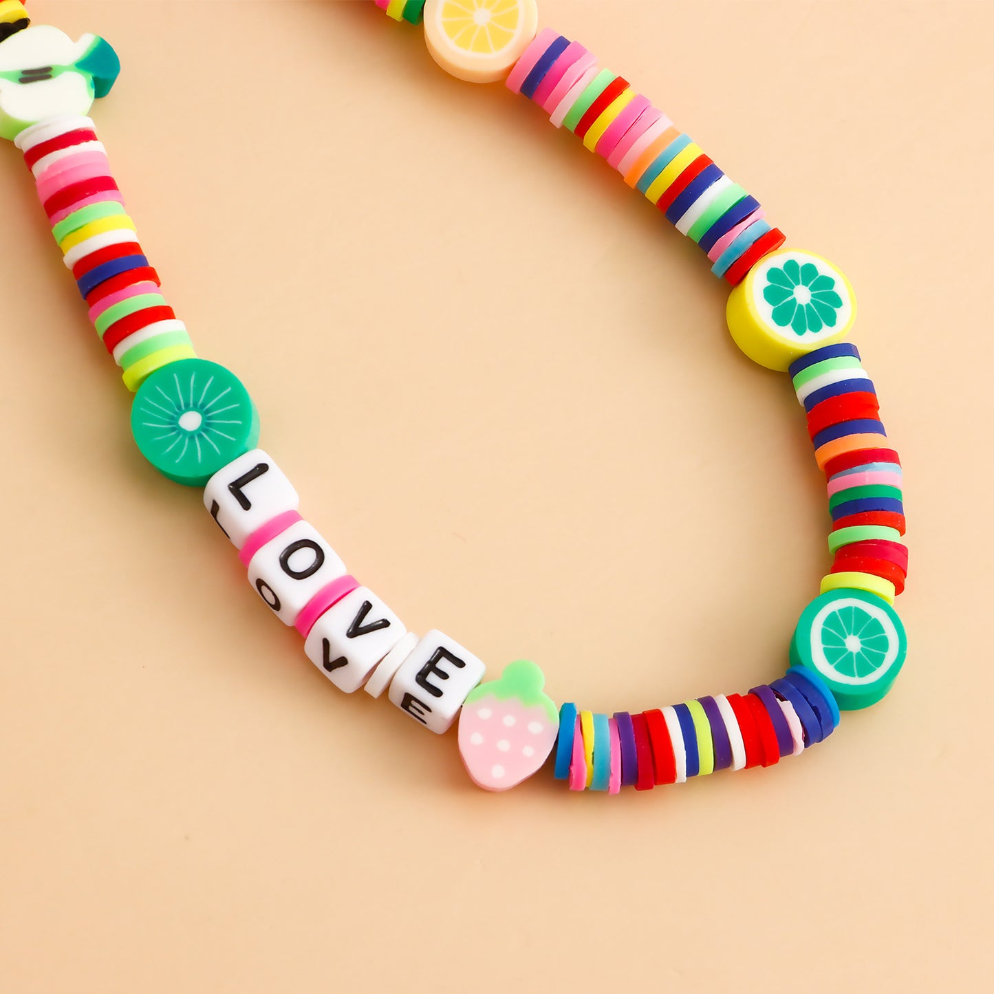 Sweet Fruit Pattern Square Letter Resin Phone Charm for Women