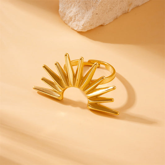 Set di collana, orecchini e bracciale in acciaio inossidabile d'ispirazione vintage a forma di ventaglio, per donna, Set di gioielli da ufficio alla moda