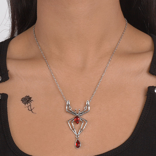 Geometric Rhinestone Pendant Necklace for Women - Box Chain, Bold Individualistic Style, Alloy with Plating, Halloween Party Jewelry