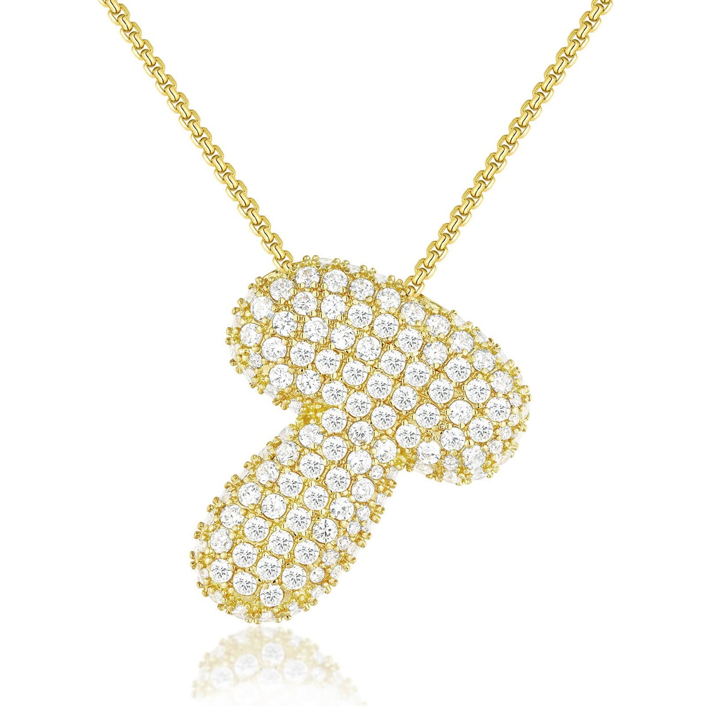 Luxury Elegant Gold Silver Plated Brass Letter Pendant Necklace with Cubic Zirconia for Women