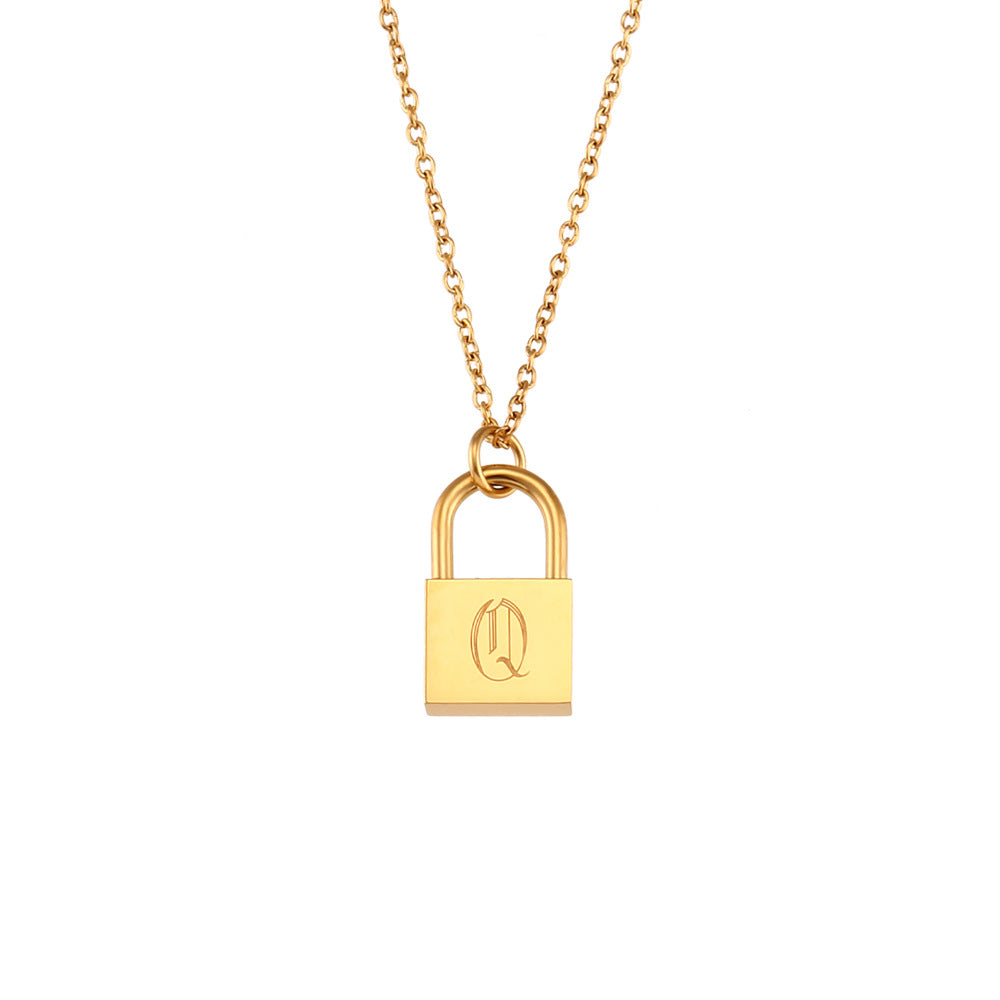 Fashionable Minimalist Stainless Steel Letter Pendant Necklace with Plated Finish for Women